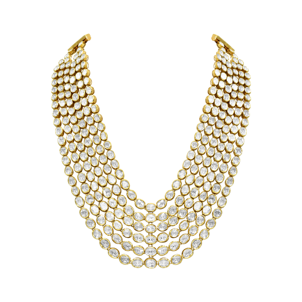 Six-Line Polki Necklace with Elegant Design